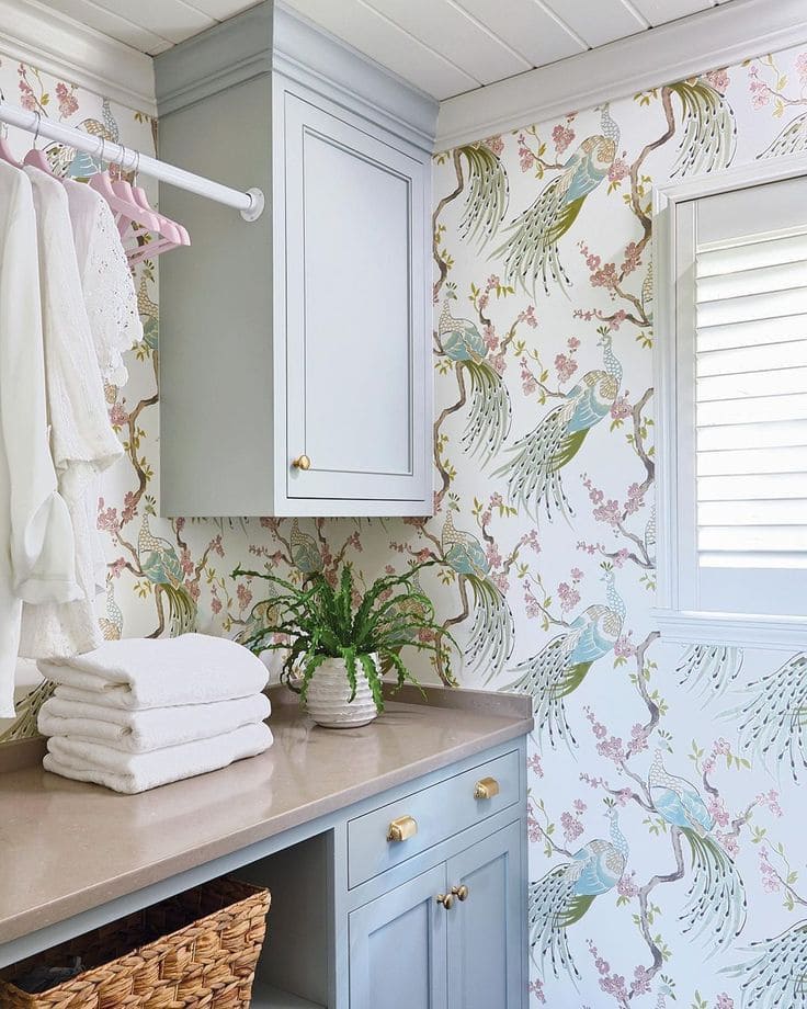 Whimsical Patterned Joy Laundry Room