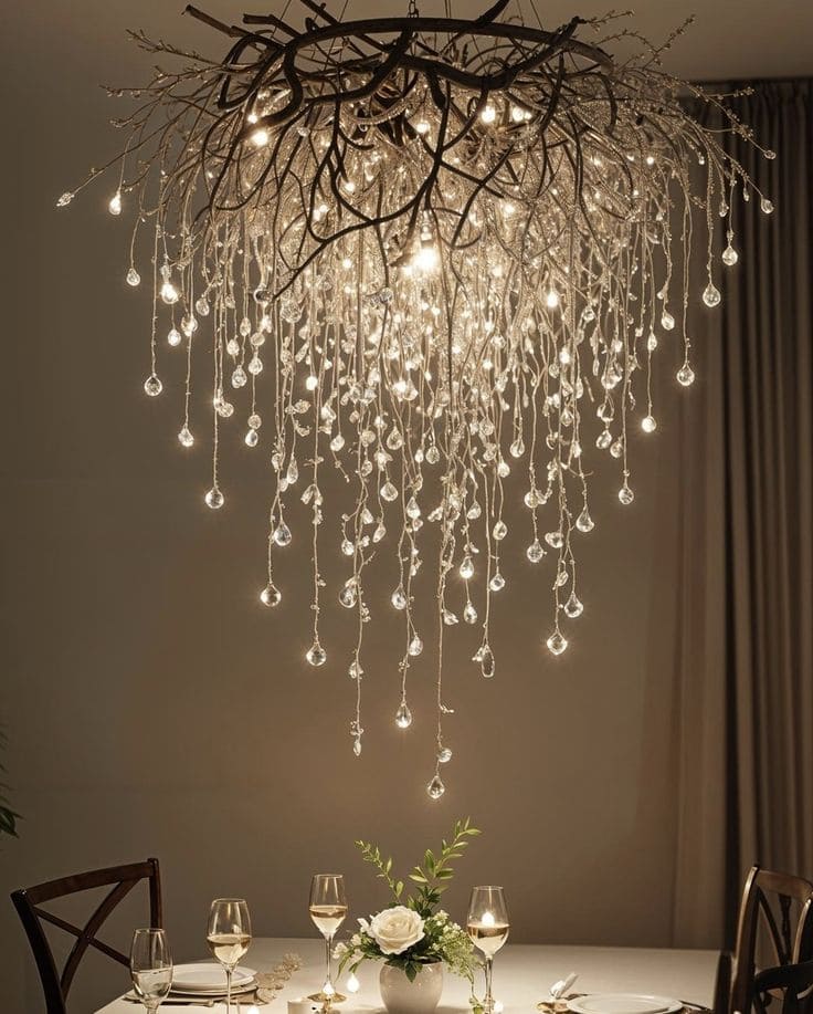 Elegant Crystal Rainfall Branch Chandelier