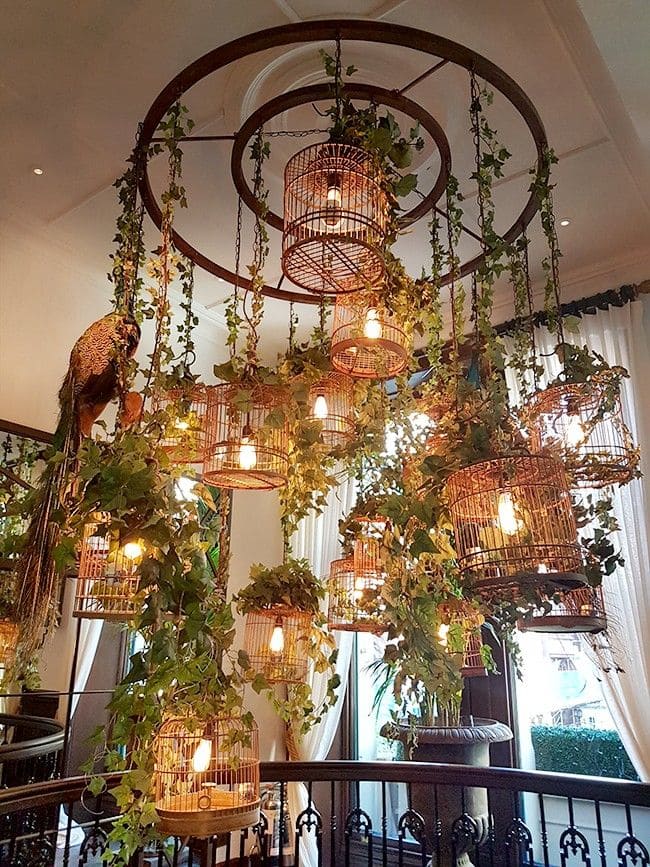 Enchanted Garden Birdcage Chandelier Display