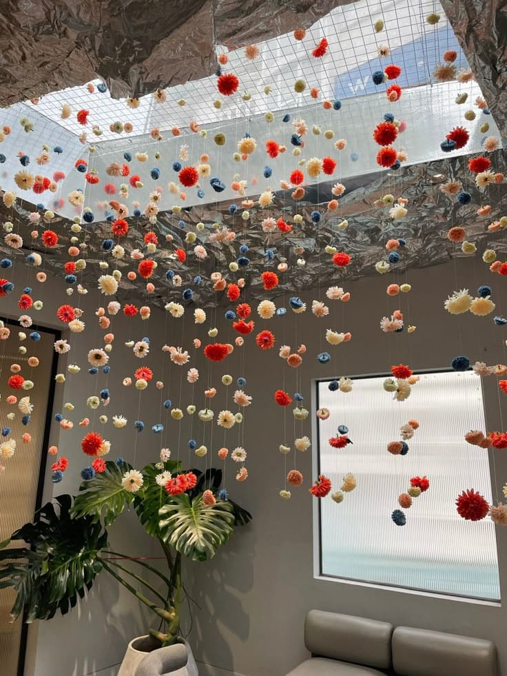 Floating Flower Cloud Ceiling Installation