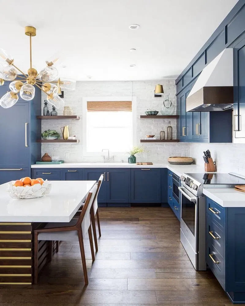 Modern Minimalist with Deep Navy Cabinets