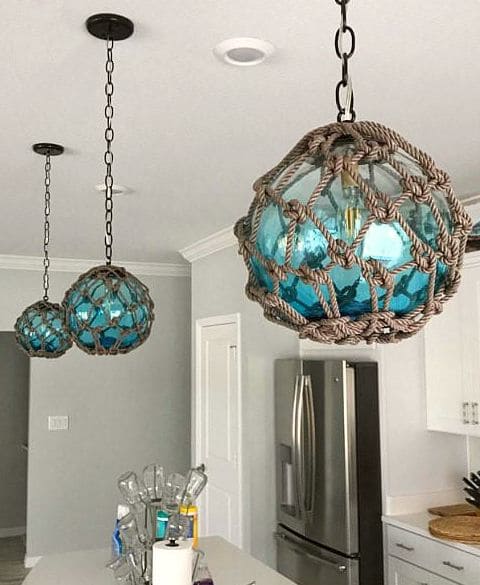 Rustic Nautical Rope and Glass Ball Lights