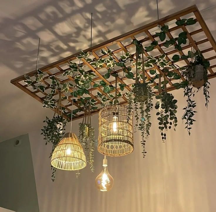 Rustic Trellis Lights with Cascading Vines