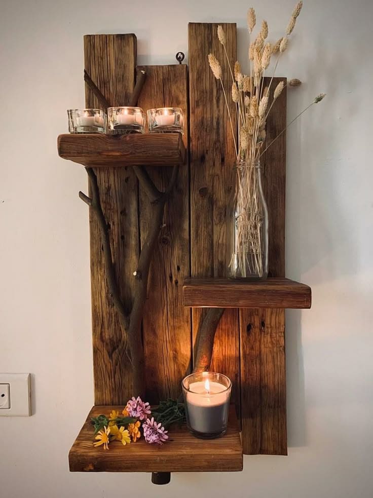Serene Pallet Candlelit Decor Shelf
