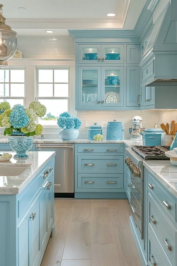 Soft Blue Charm with Hydrangea Accents