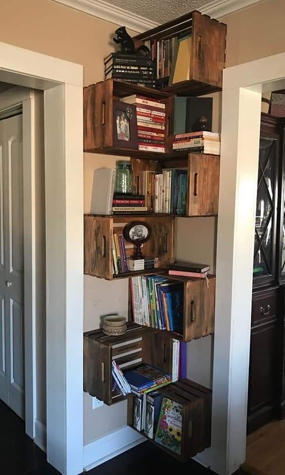 Unique Pallet Crate Bookshelf