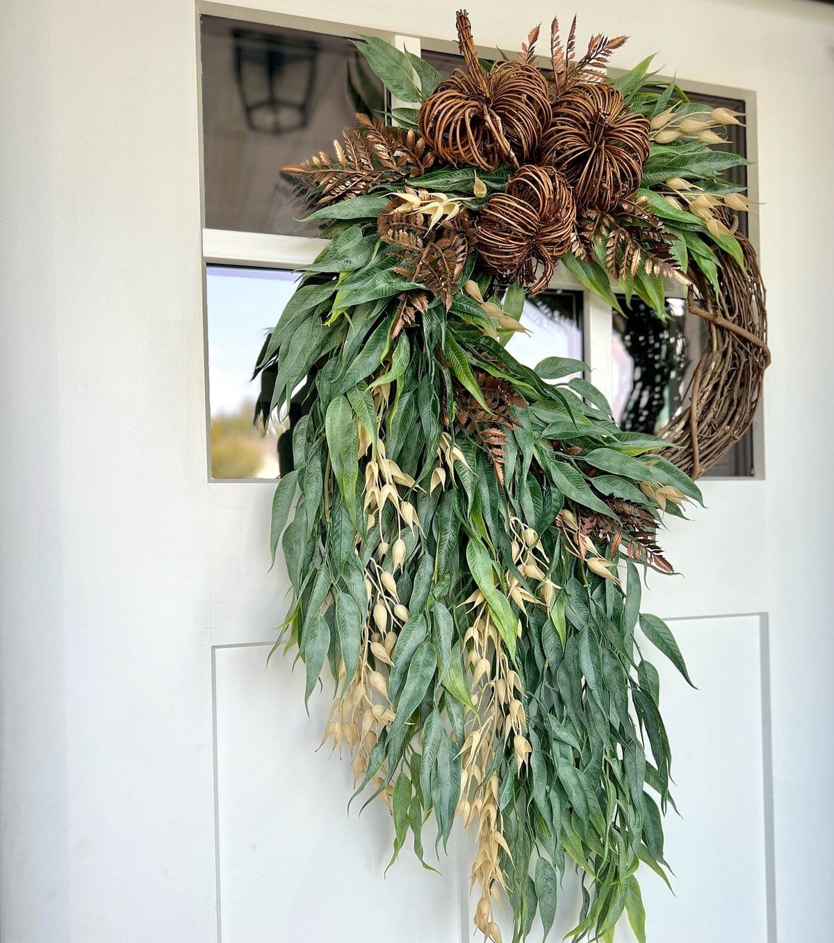 Asymmetrical Willow and Twig Pumpkin Wreath