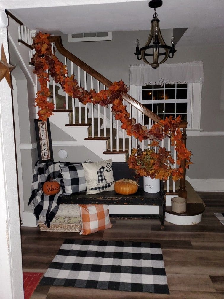 Buffalo Plaid Autumn Entryway