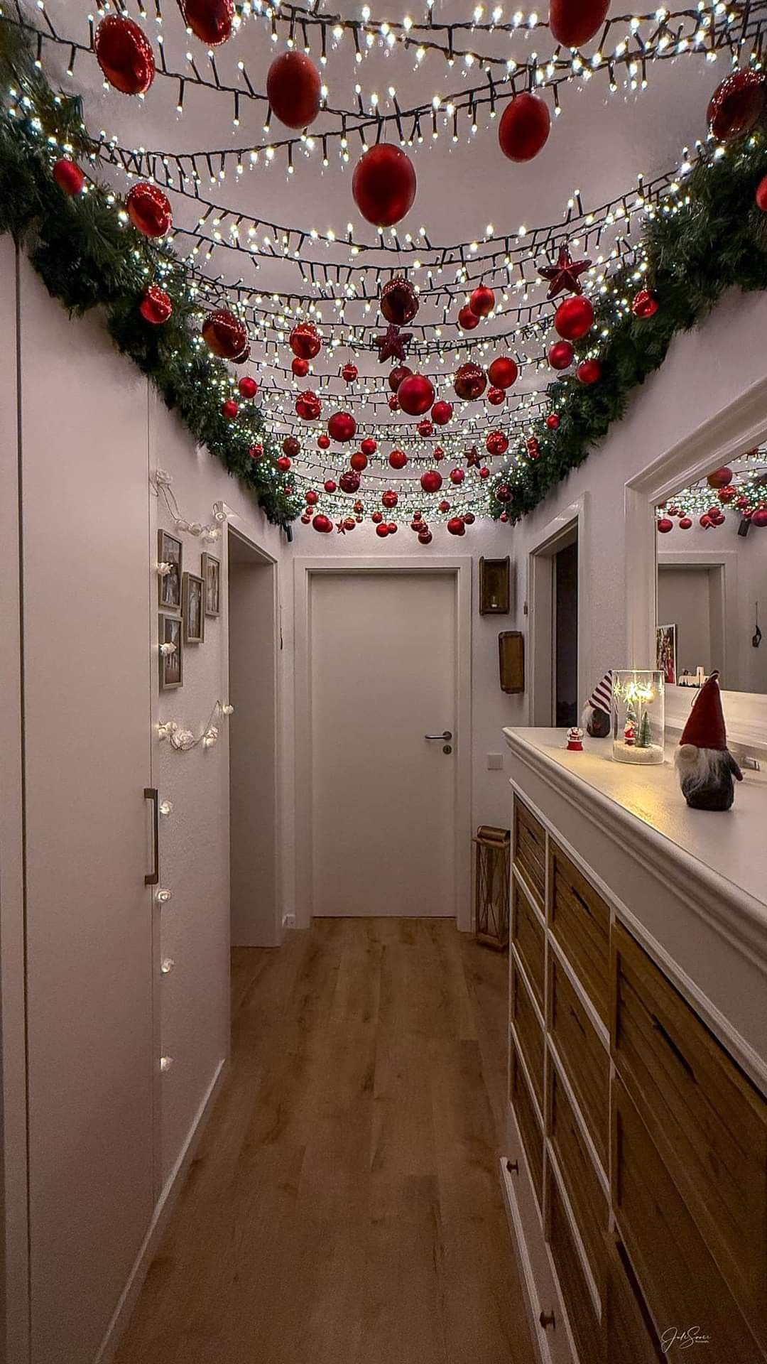 Ceiling Wonderland with Red Ornaments