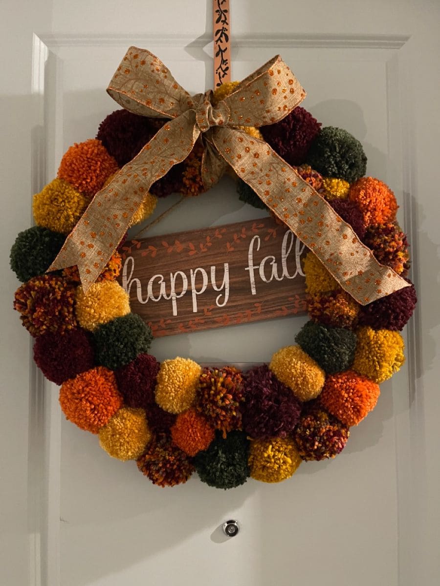 Cheerful Pom-Pom Fall Wreath