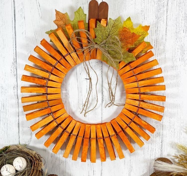 Clothespin Pumpkin Wreath