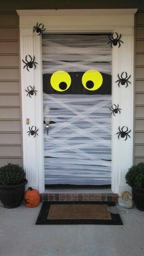 Creepy Mummy Door with Spiders