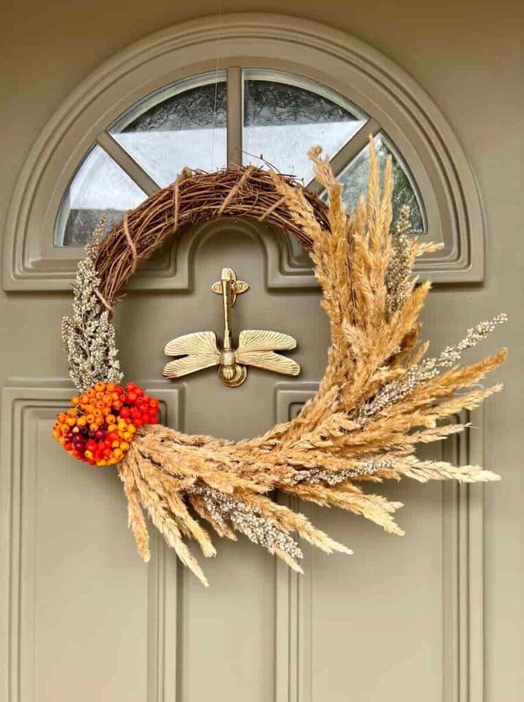 Dried Grass Crescent Wreath