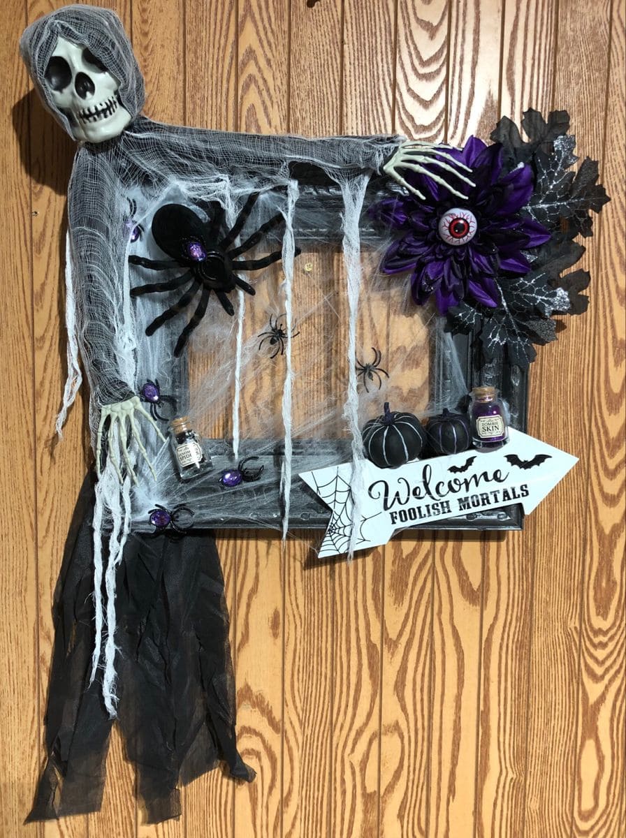 Foolish Mortals Skeleton Frame Wreath