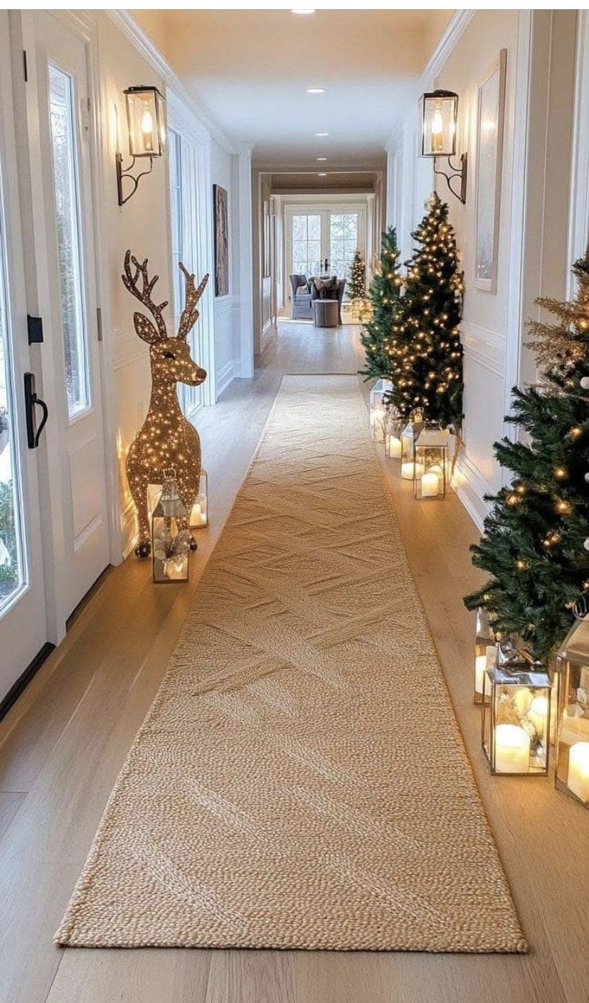 Golden Glow Christmas Hallway