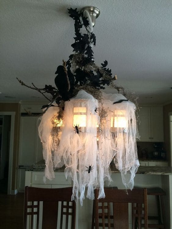 Gothic Chandelier Drape with Spiders