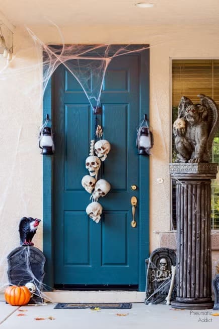Hanging Skull Chain Door with Gothic Guardians