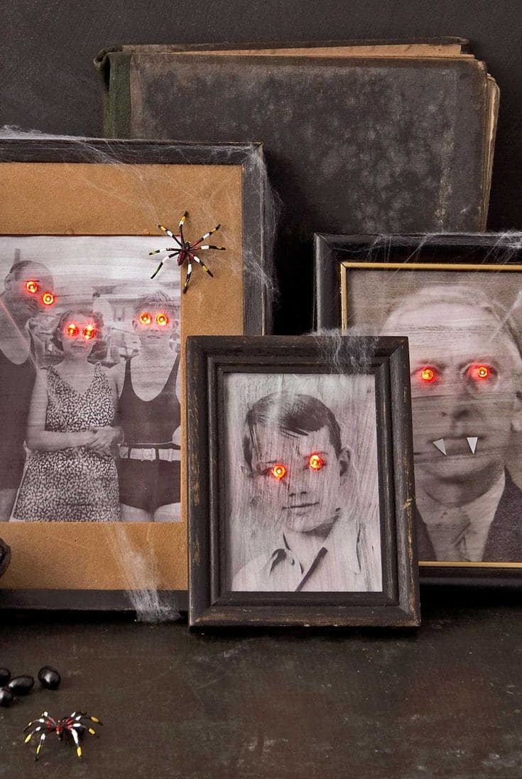 Haunted Family Portraits with Glowing Eyes