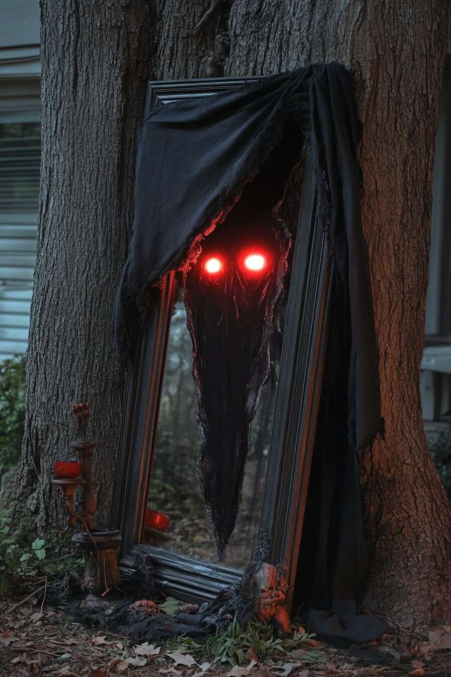 Haunted Mirror Frame with Glowing Eyes