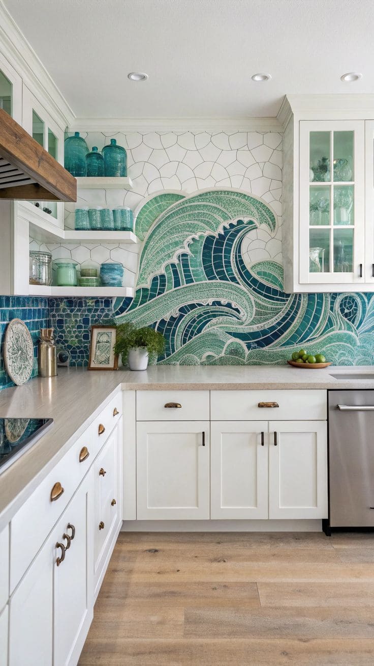 Ocean Crest Mosaic Backsplash