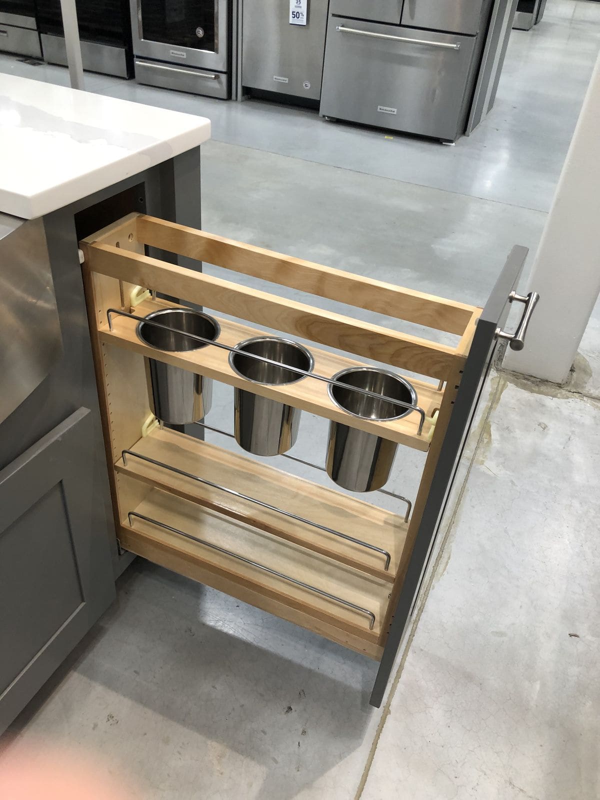 Pull-Out Slim Cabinet Organizer With Canisters