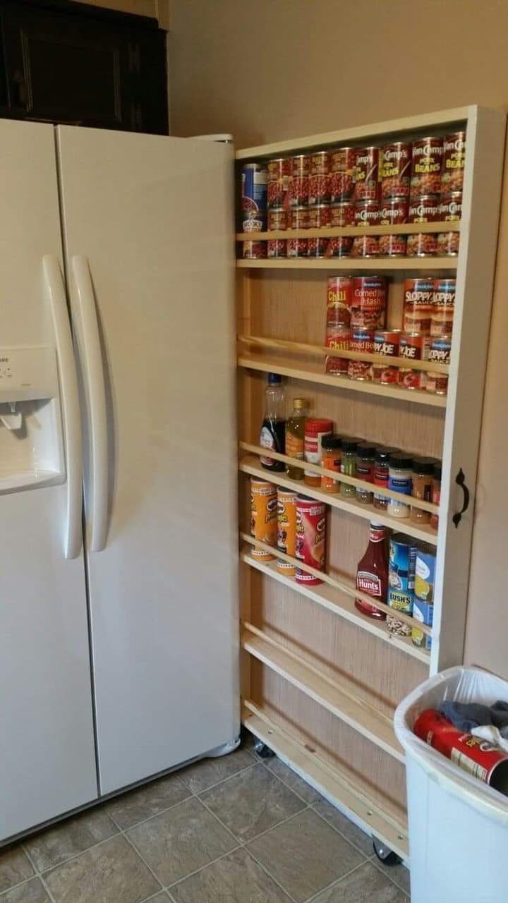 Rolling Pantry Between the Fridge and Wall