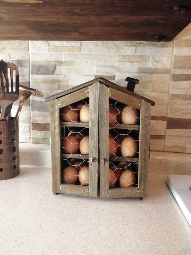 Rustic Countertop Egg Cabinet