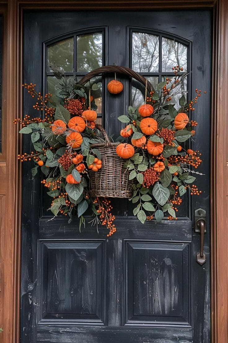 Rustic Pumpkin Basket Wreath