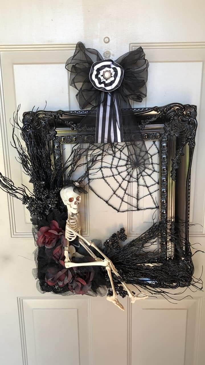 Skeleton Lady in a Gothic Garden Frame