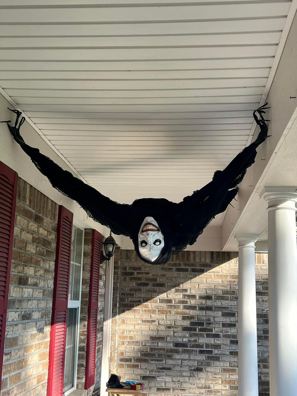 Terrifying Upside-Down Ghoul on the Porch
