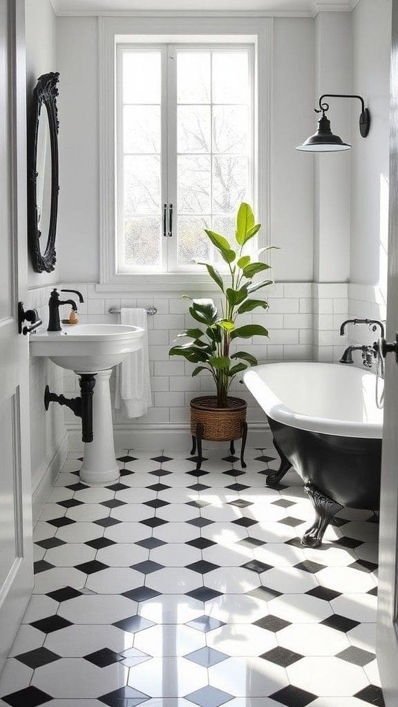 Timeless Black and White Elegance with Octagon Tile