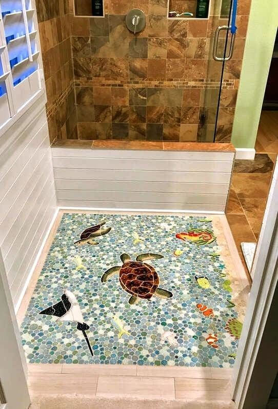 Undersea Mosaic Shower Floor
