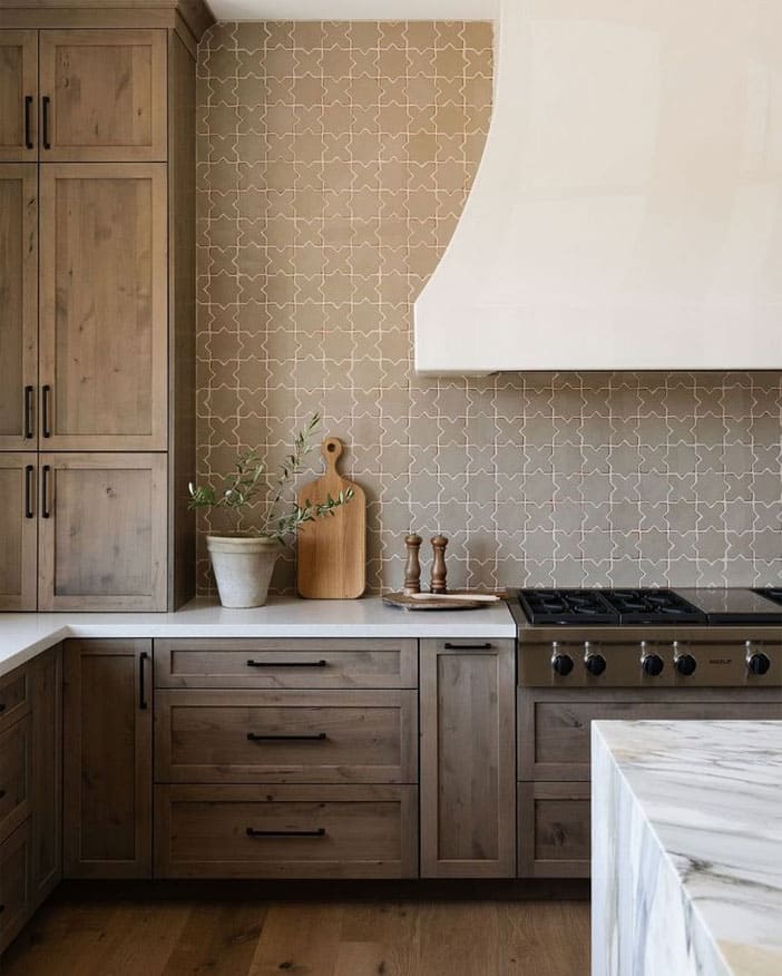 Warm Taupe Trellis Backsplash