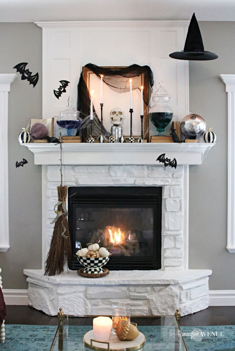 Witchy Laboratory Fireplace Display