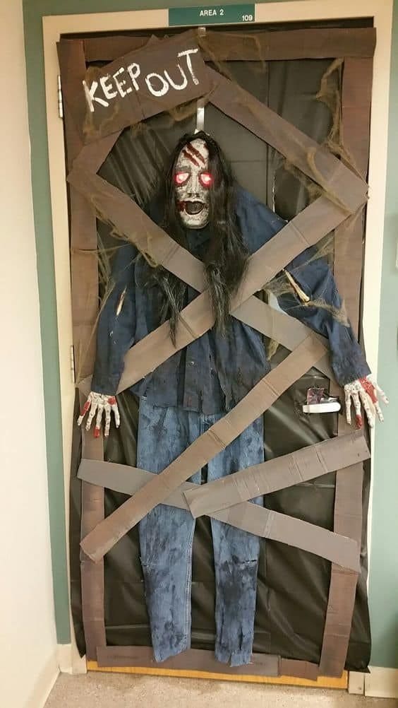 Zombie Prisoner Door with Keep Out Warning