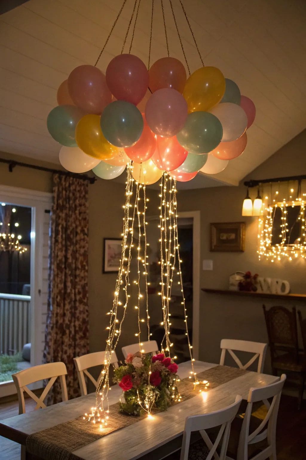 Balloon Chandelier with Twinkling Lights