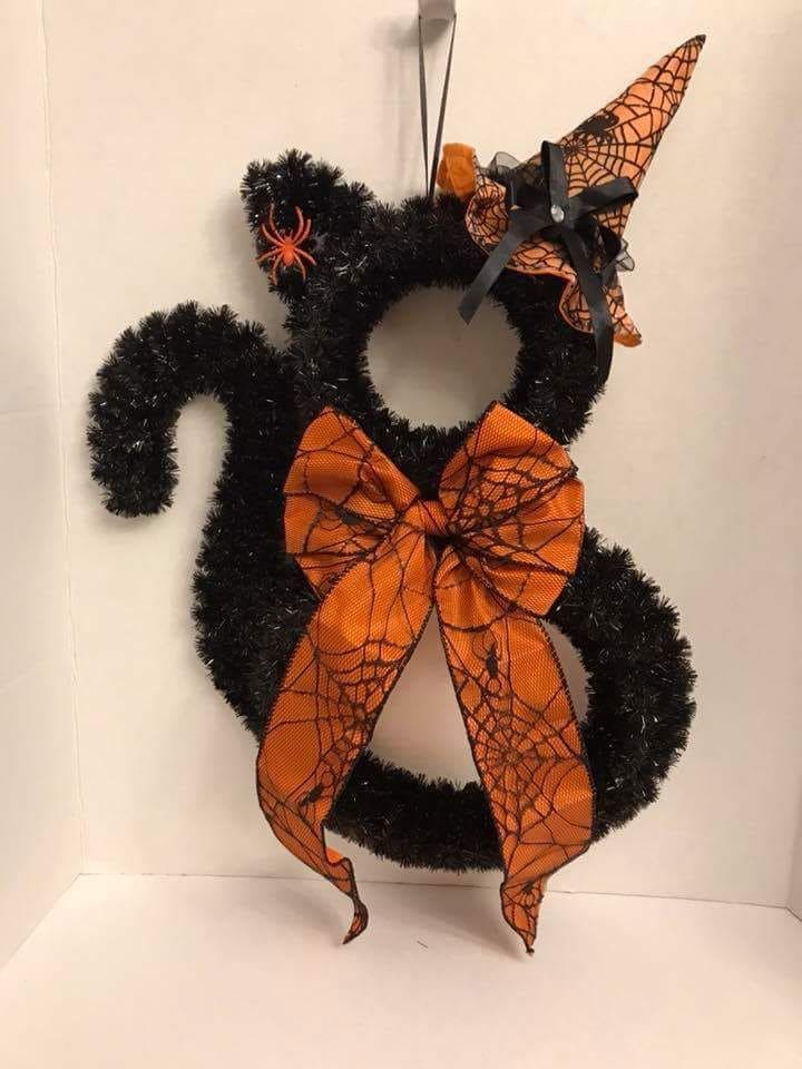 Black Cat Halloween Wreath