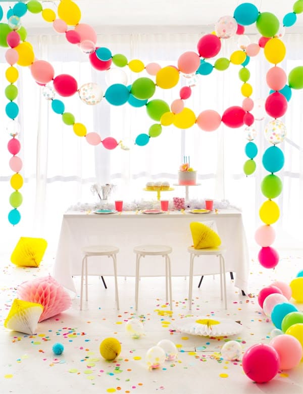Bright Balloon Garland Party Setup