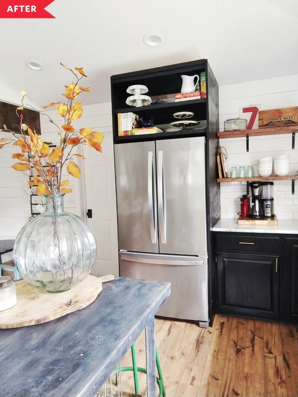 Built-In Fridge Hutch with Display Shelves