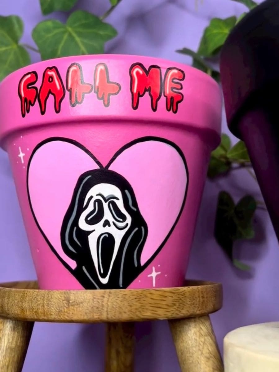 CALL ME Ghostface Painted Pot