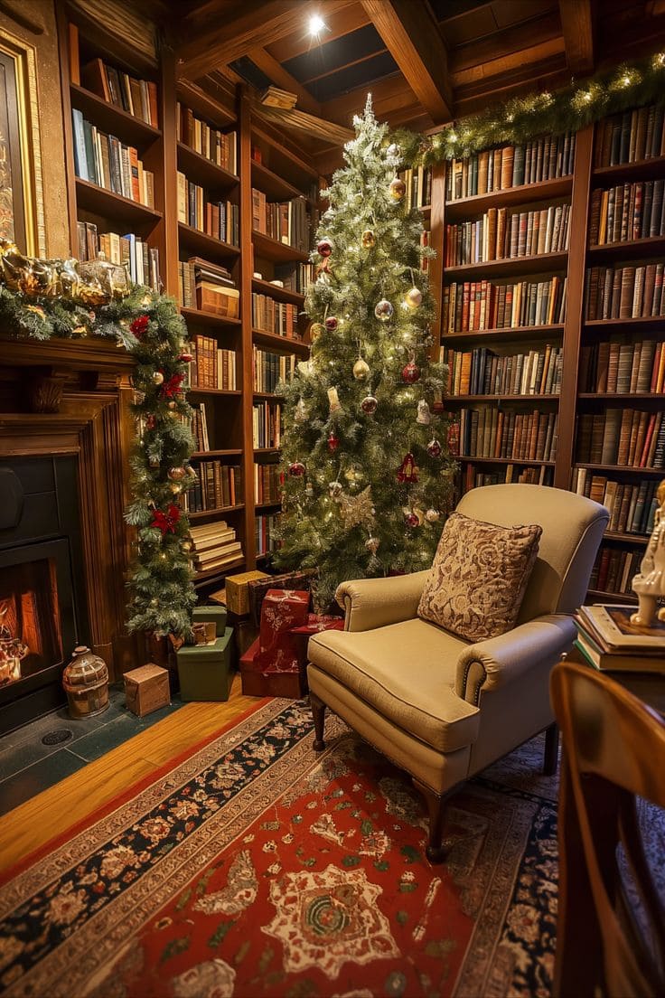 Classic Christmas Library Nook