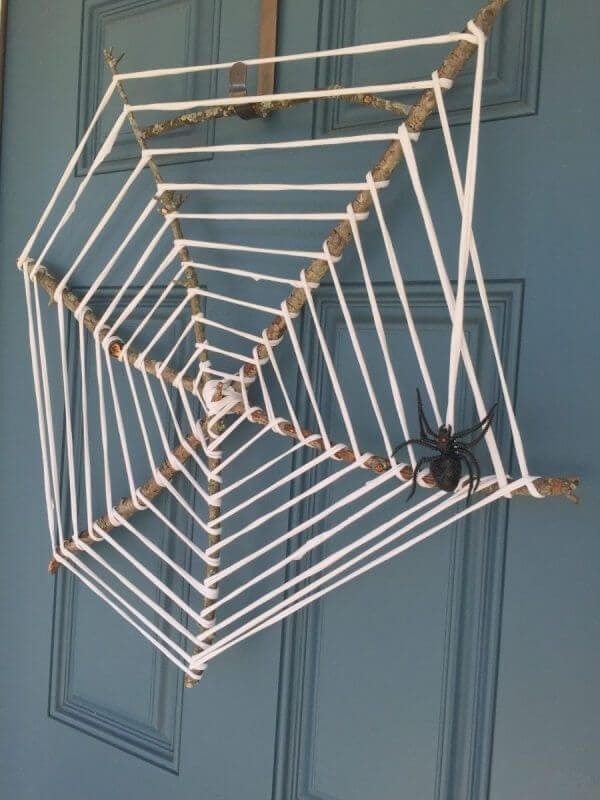 DIY Twig and String Spider Web