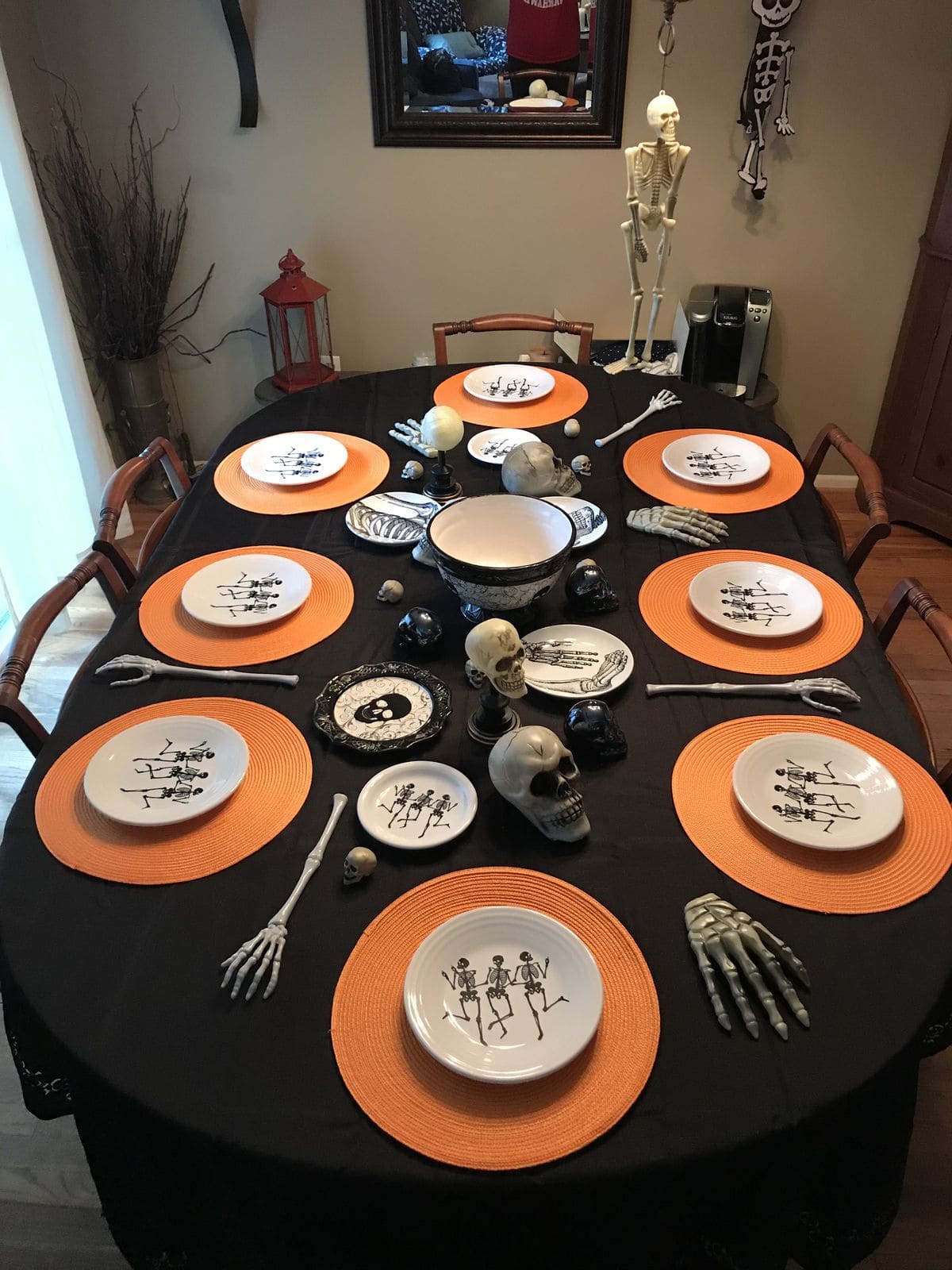 Dancing Skeleton Halloween Party Table Setup