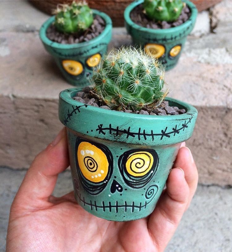 Day of the Dead Cactus Pot