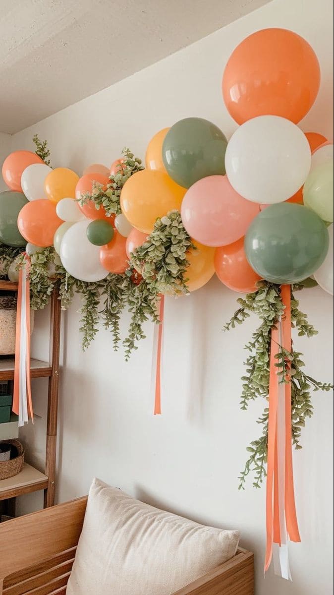 Earthy Balloon and Greenery Garland