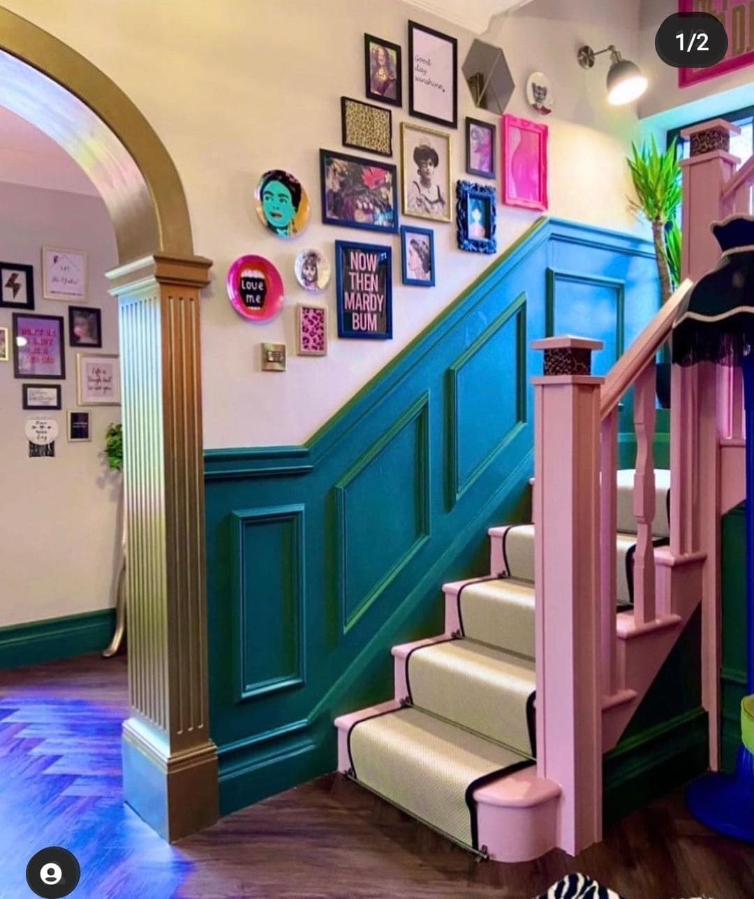 Eclectic Stairway With Retro Pop Flair