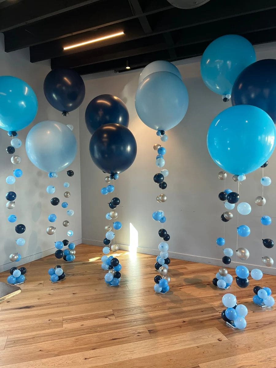 Elegant Blue Balloon Columns Display