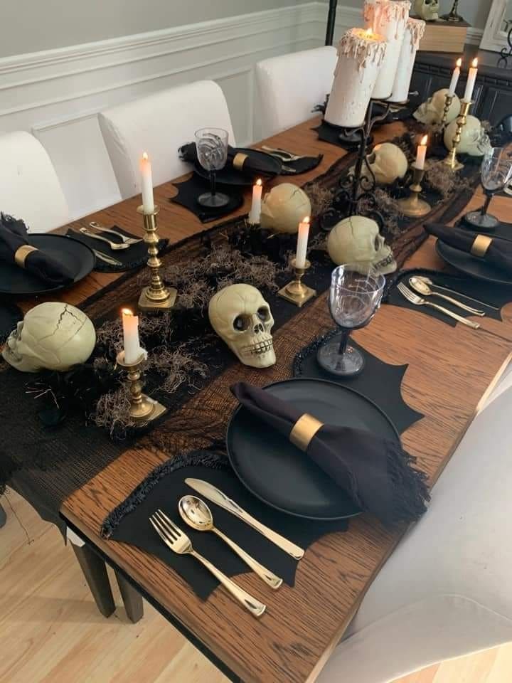Elegant Graveyard Glam Halloween Tablescape
