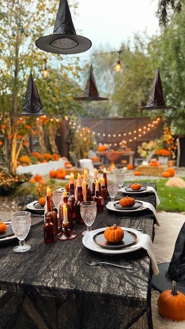Elegant Outdoor Halloween Table Setting