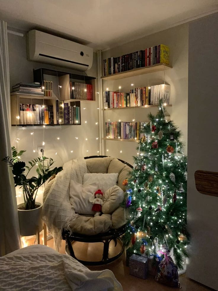 Fairy Light Christmas Reading Nook